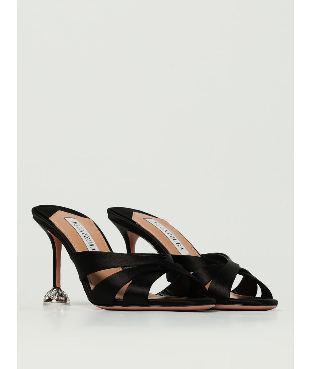 AQUAZZURA Черные текстильные мюли, фото 2