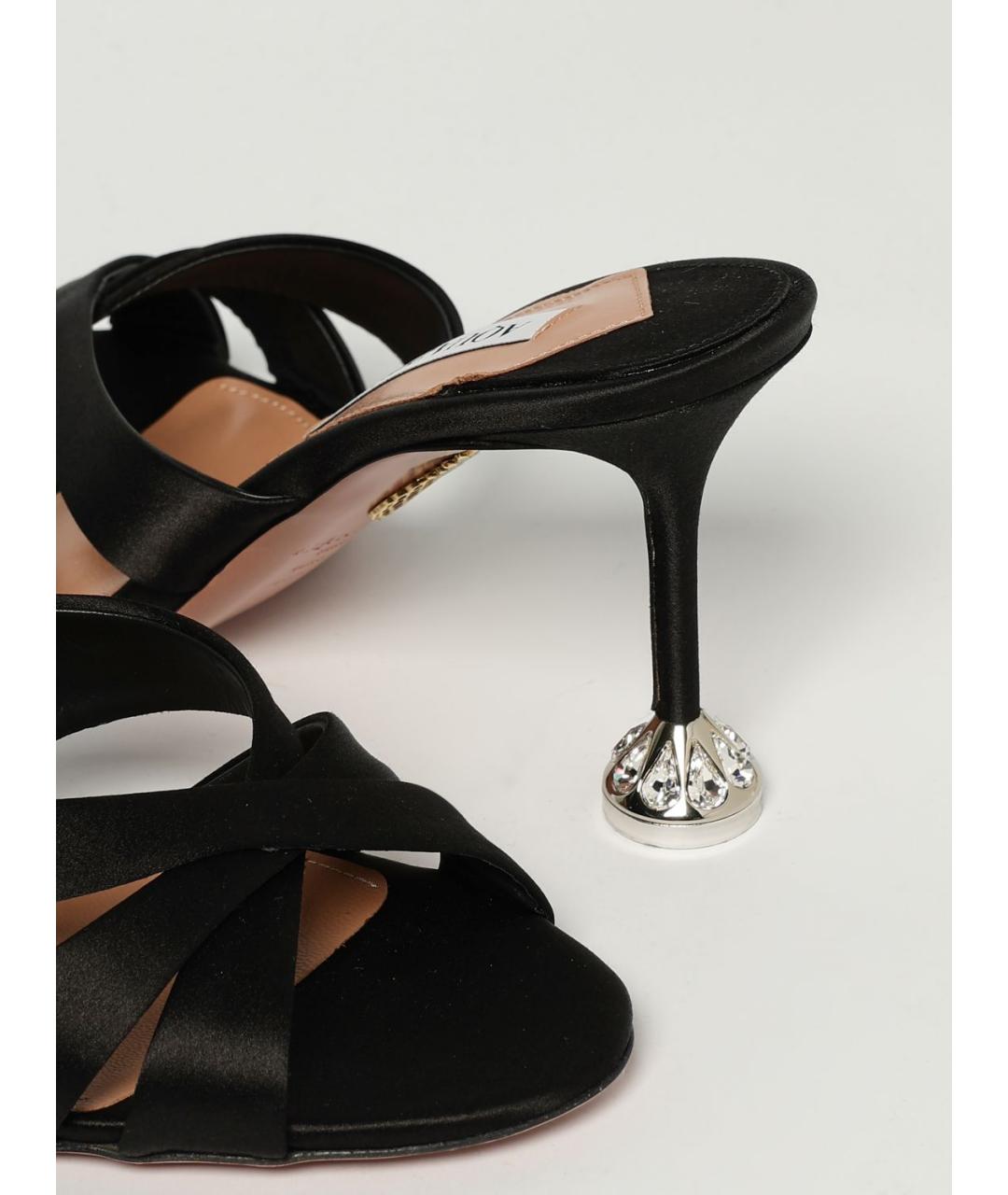 AQUAZZURA Черные текстильные мюли, фото 4