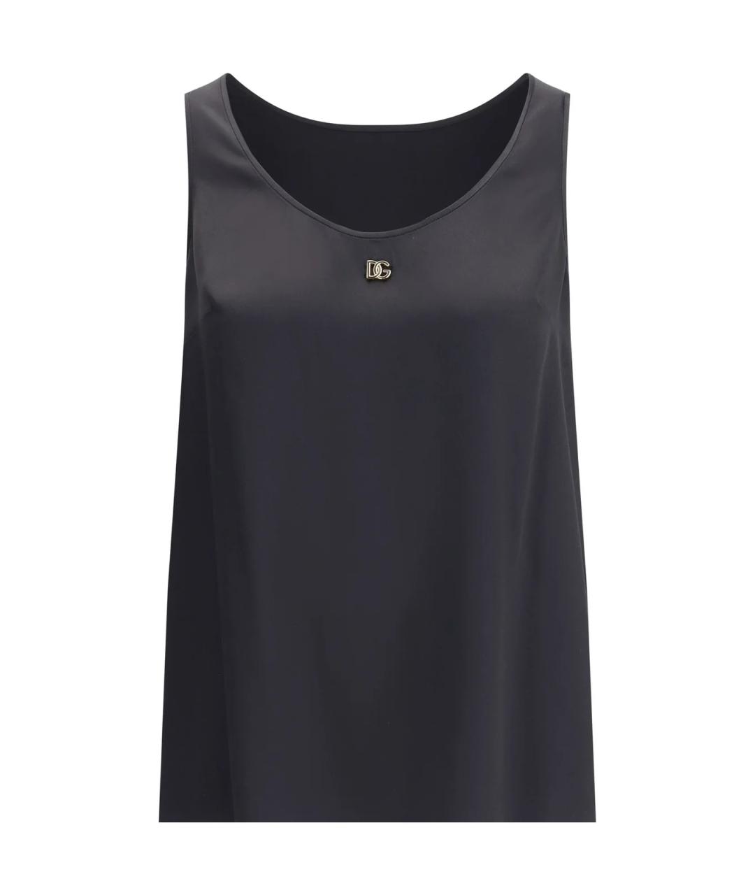 DOLCE&GABBANA Черная шелковая майка, фото 1