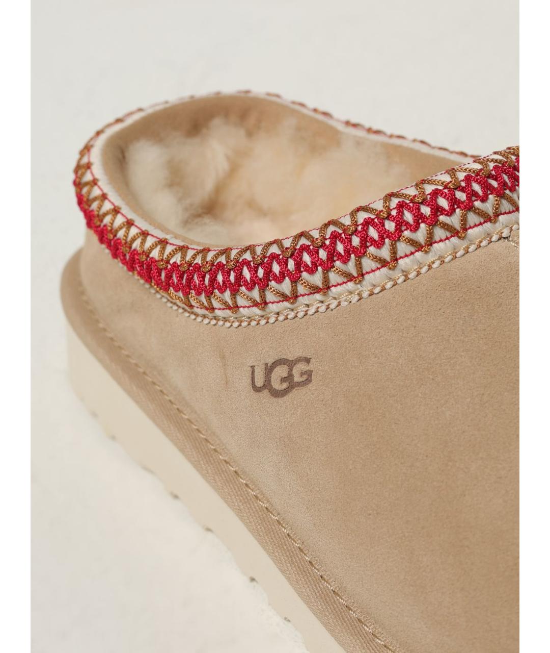 UGG AUSTRALIA Бежевые кожаные сабо, фото 4