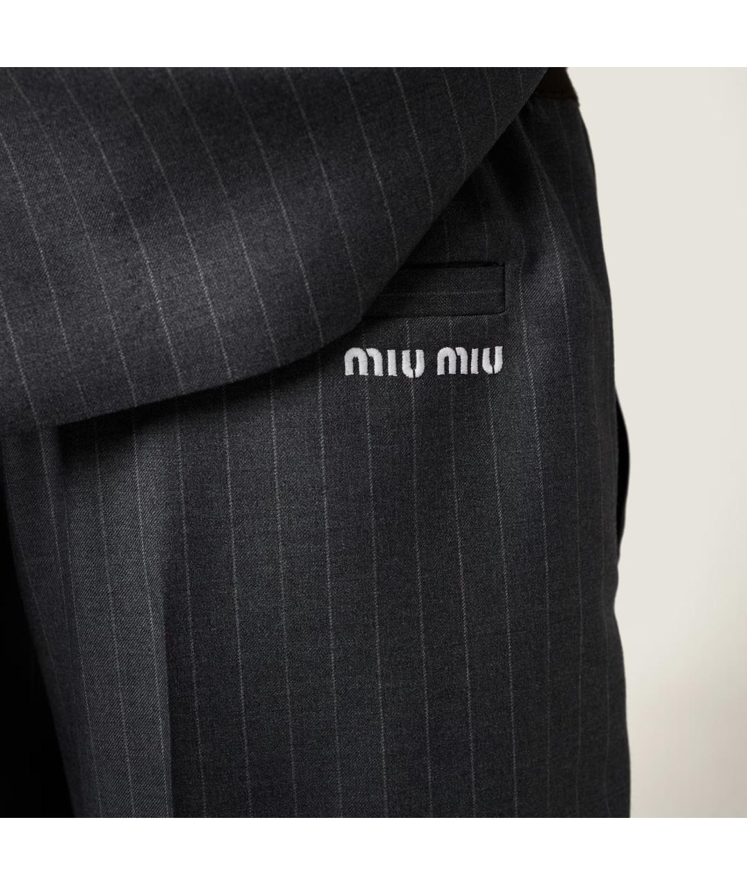 MIU MIU Серые прямые брюки, фото 5