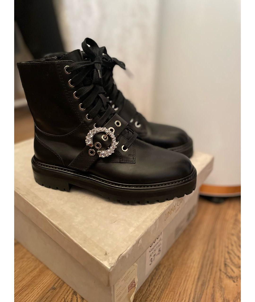 JIMMY CHOO Черные кожаные ботинки, фото 2
