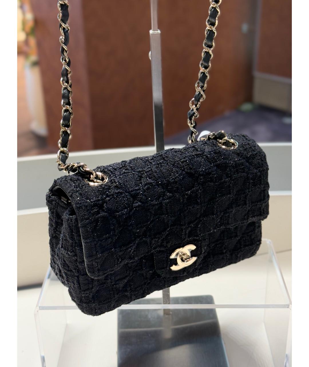 CHANEL Черная тканевая сумка через плечо, фото 4