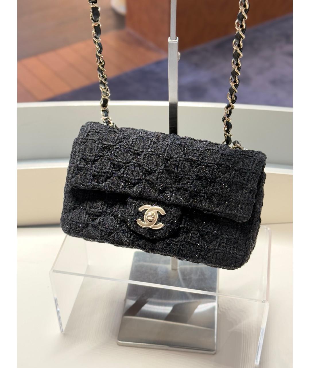 CHANEL Черная тканевая сумка через плечо, фото 9