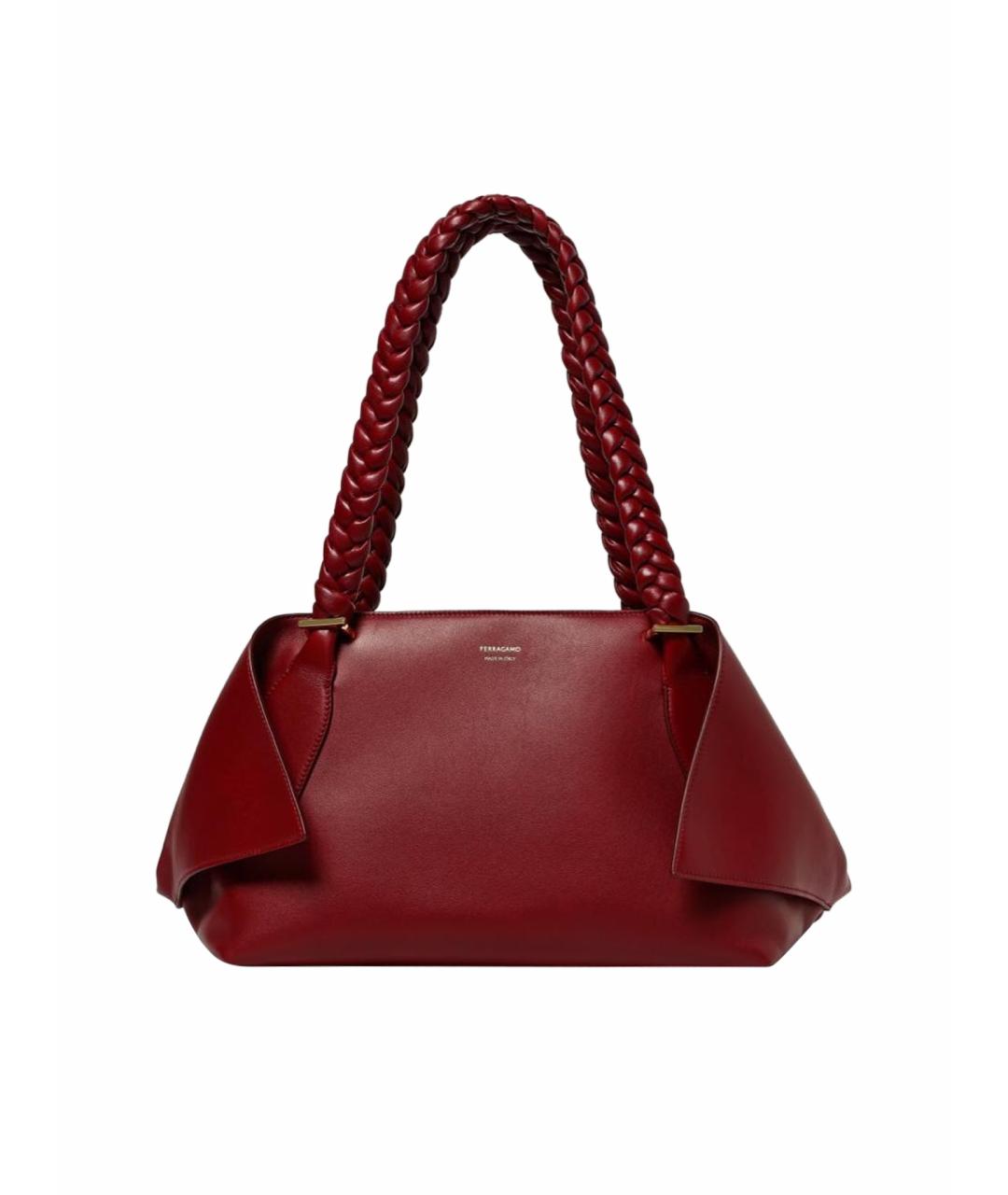 FERRAGAMO Бордовая кожаная сумка через плечо, фото 1
