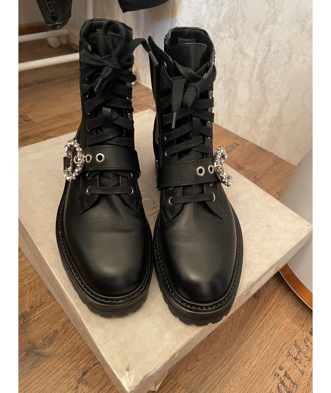 JIMMY CHOO Черные кожаные ботинки, фото 2