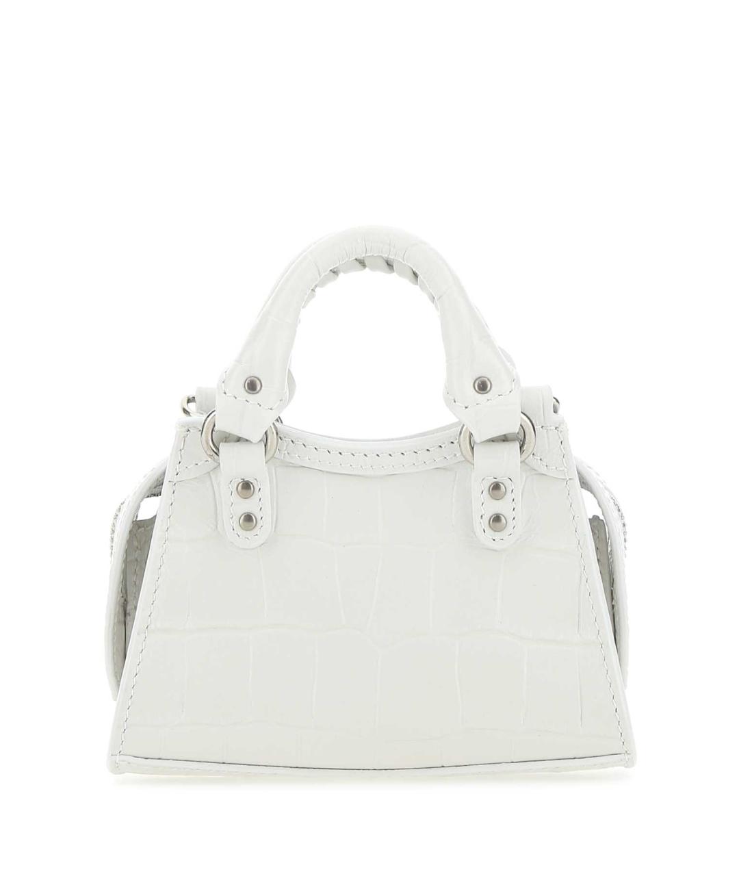 BALENCIAGA Белая кожаная сумка с короткими ручками, фото 3