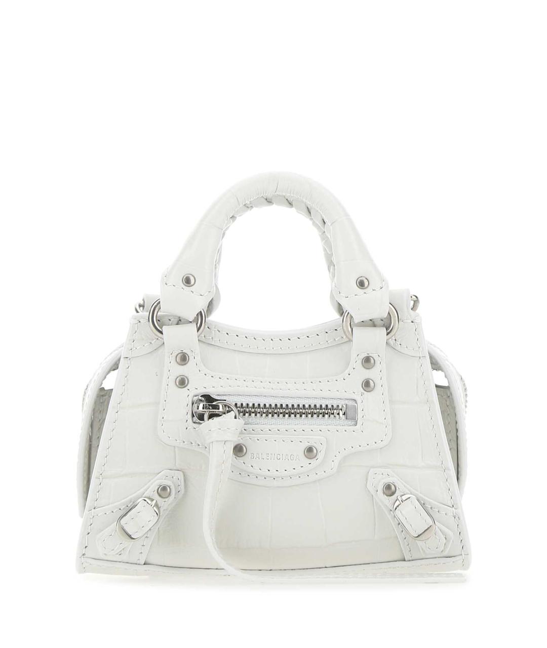 BALENCIAGA Белая кожаная сумка с короткими ручками, фото 1