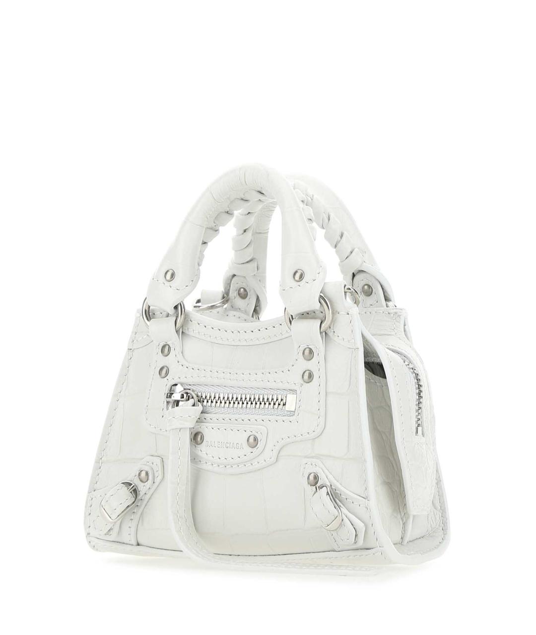 BALENCIAGA Белая кожаная сумка с короткими ручками, фото 2