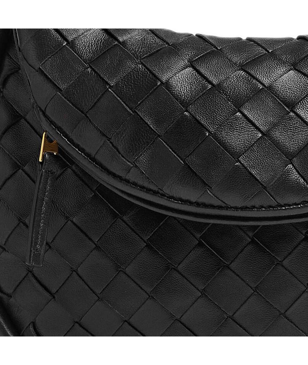 BOTTEGA VENETA Черная кожаная сумка через плечо, фото 6