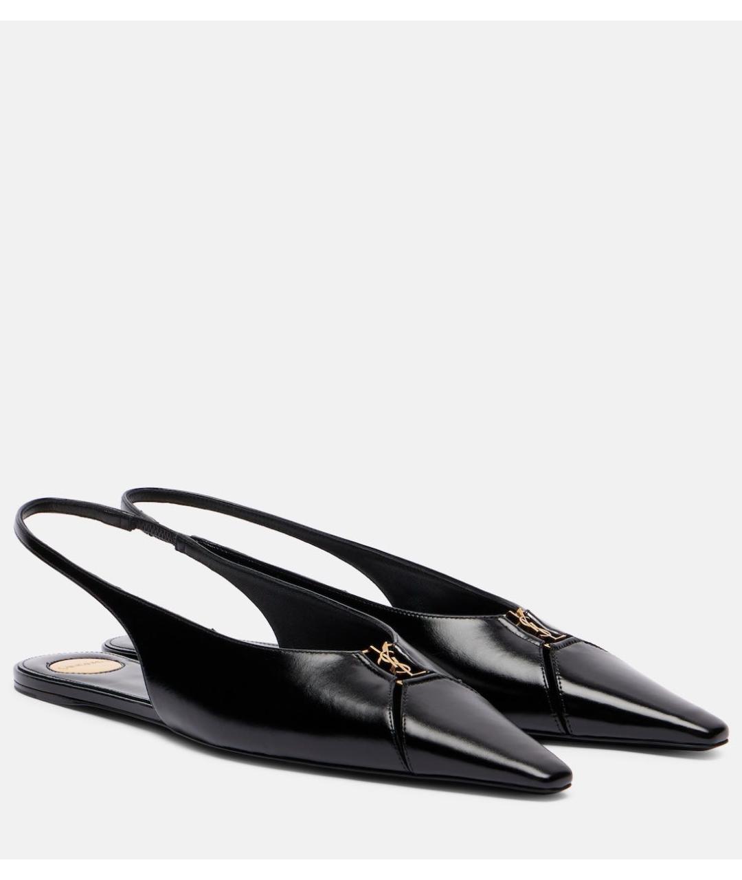 SAINT LAURENT Черные кожаные балетки, фото 8