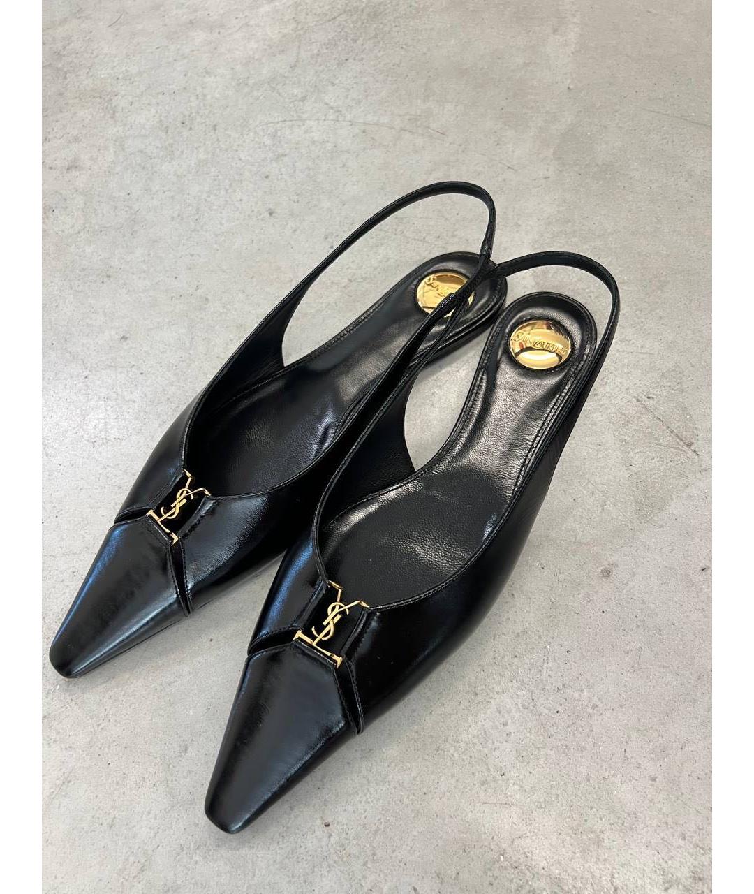 SAINT LAURENT Черные кожаные балетки, фото 7