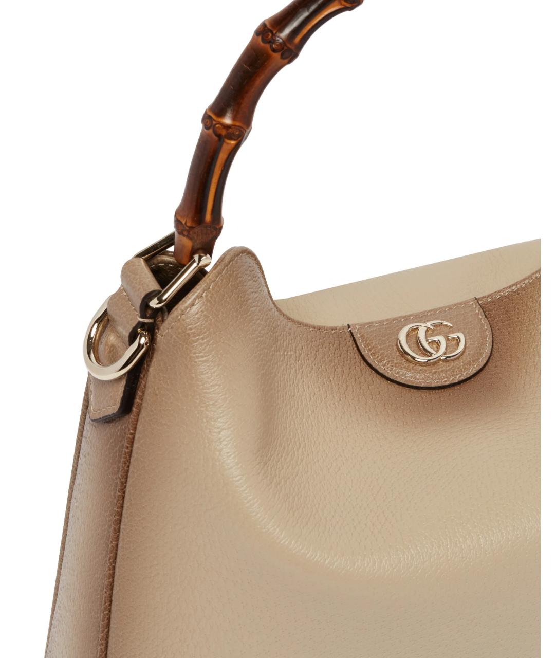 GUCCI Бежевая кожаная сумка через плечо, фото 3