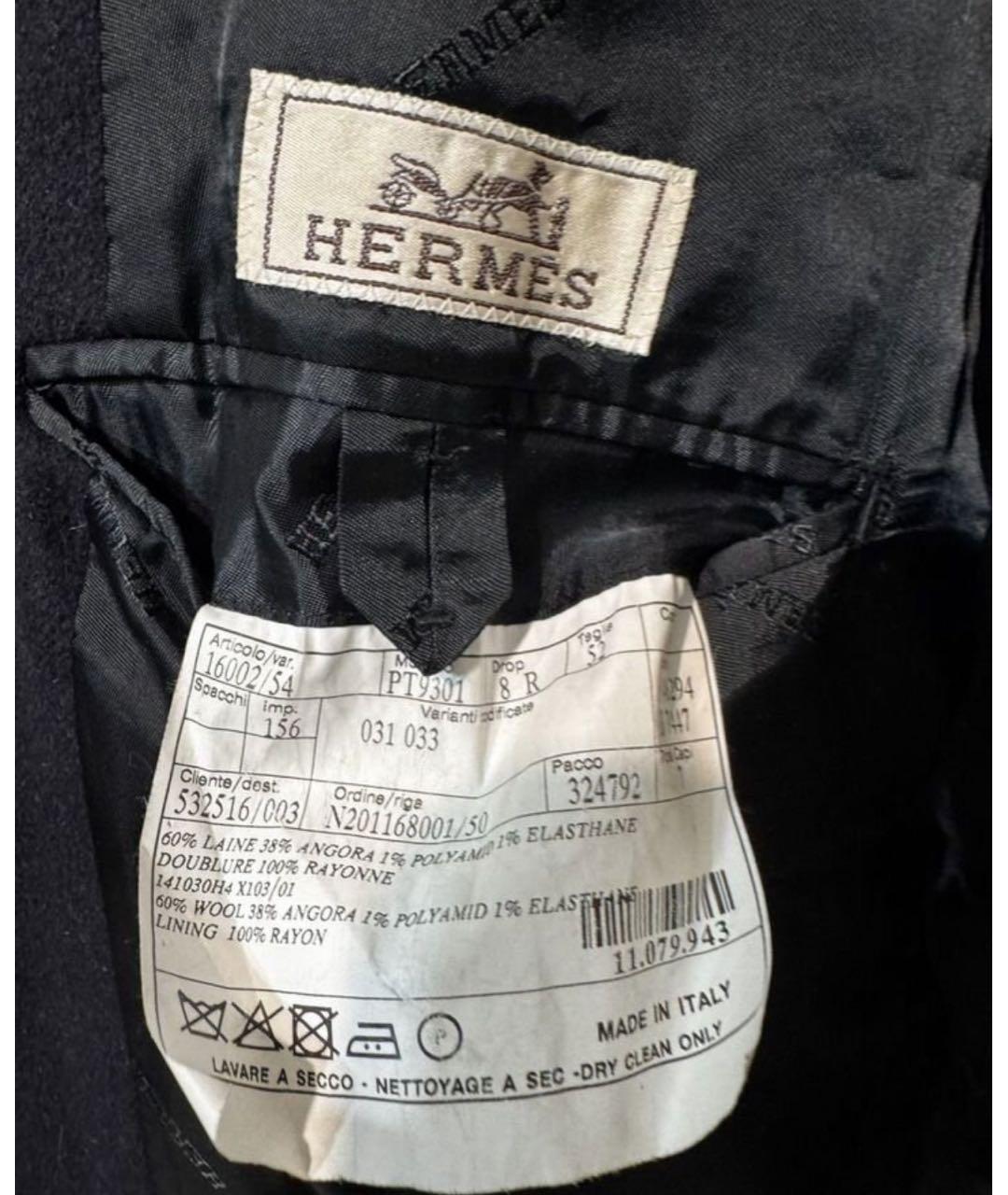 HERMES Темно-синее шерстяное пальто, фото 3