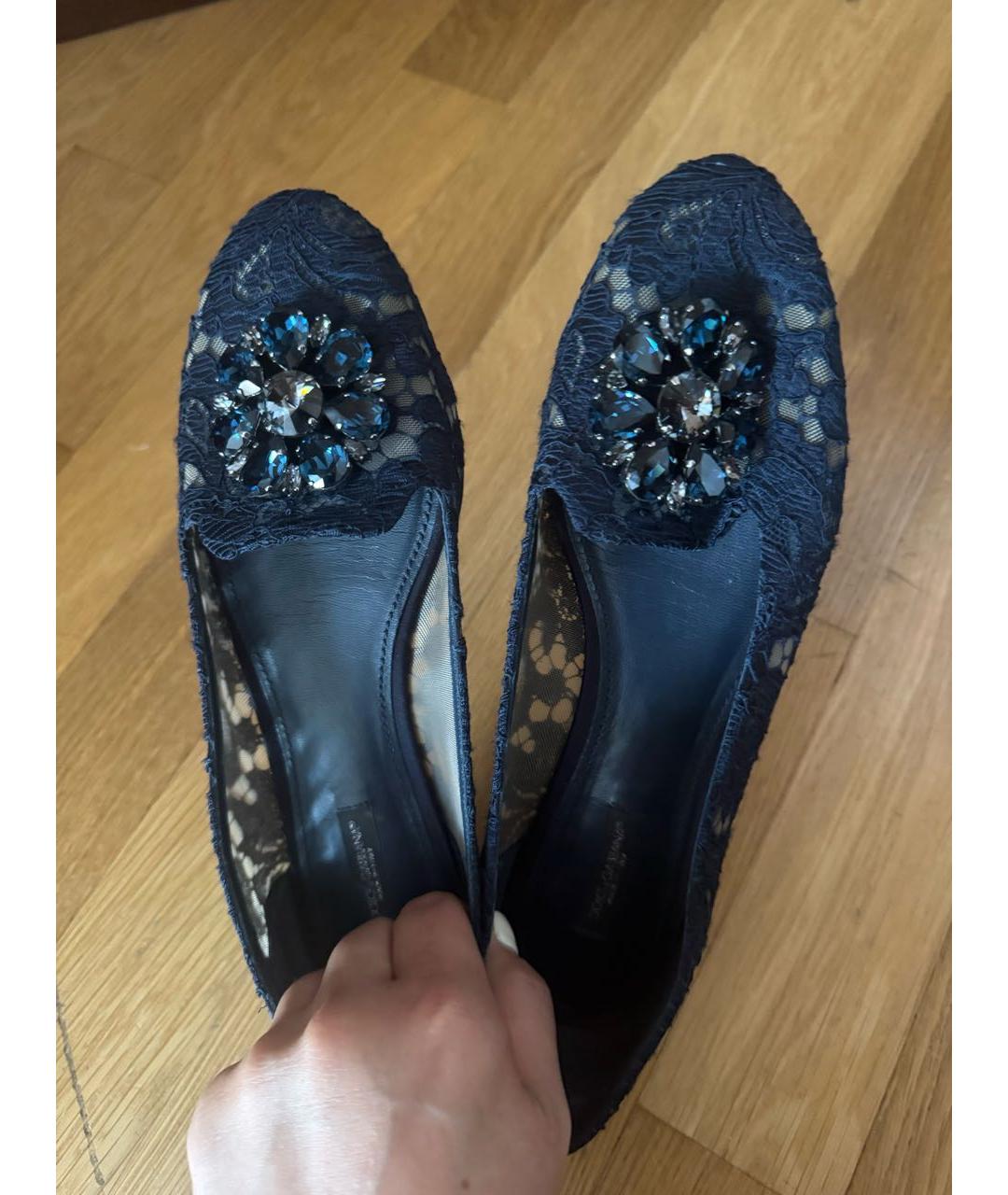 DOLCE&GABBANA Темно-синие текстильные балетки, фото 8