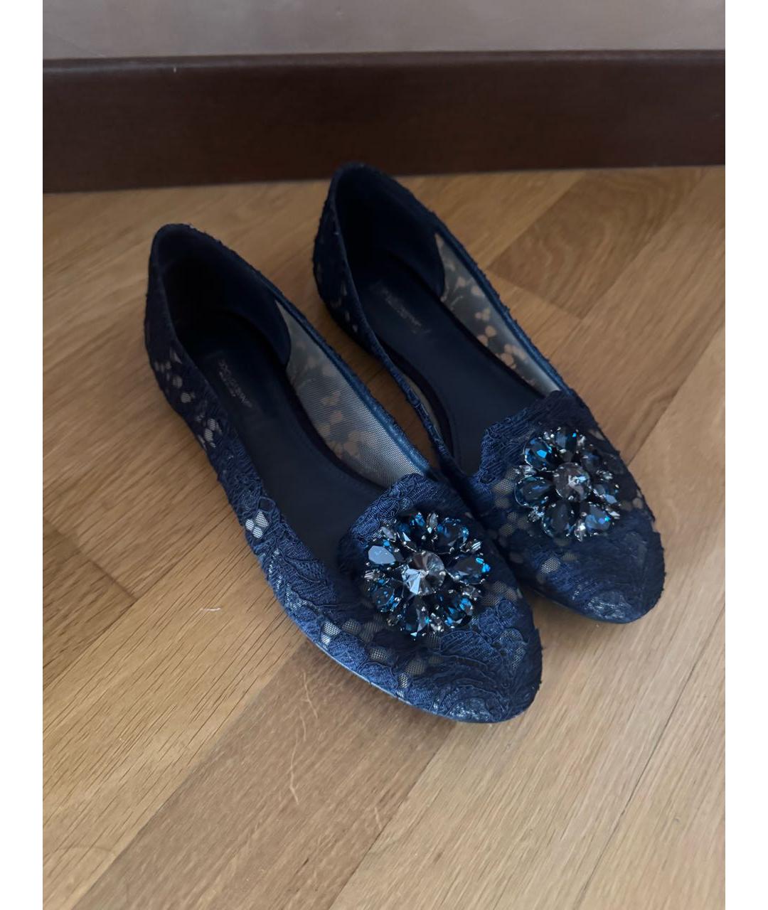 DOLCE&GABBANA Темно-синие текстильные балетки, фото 2
