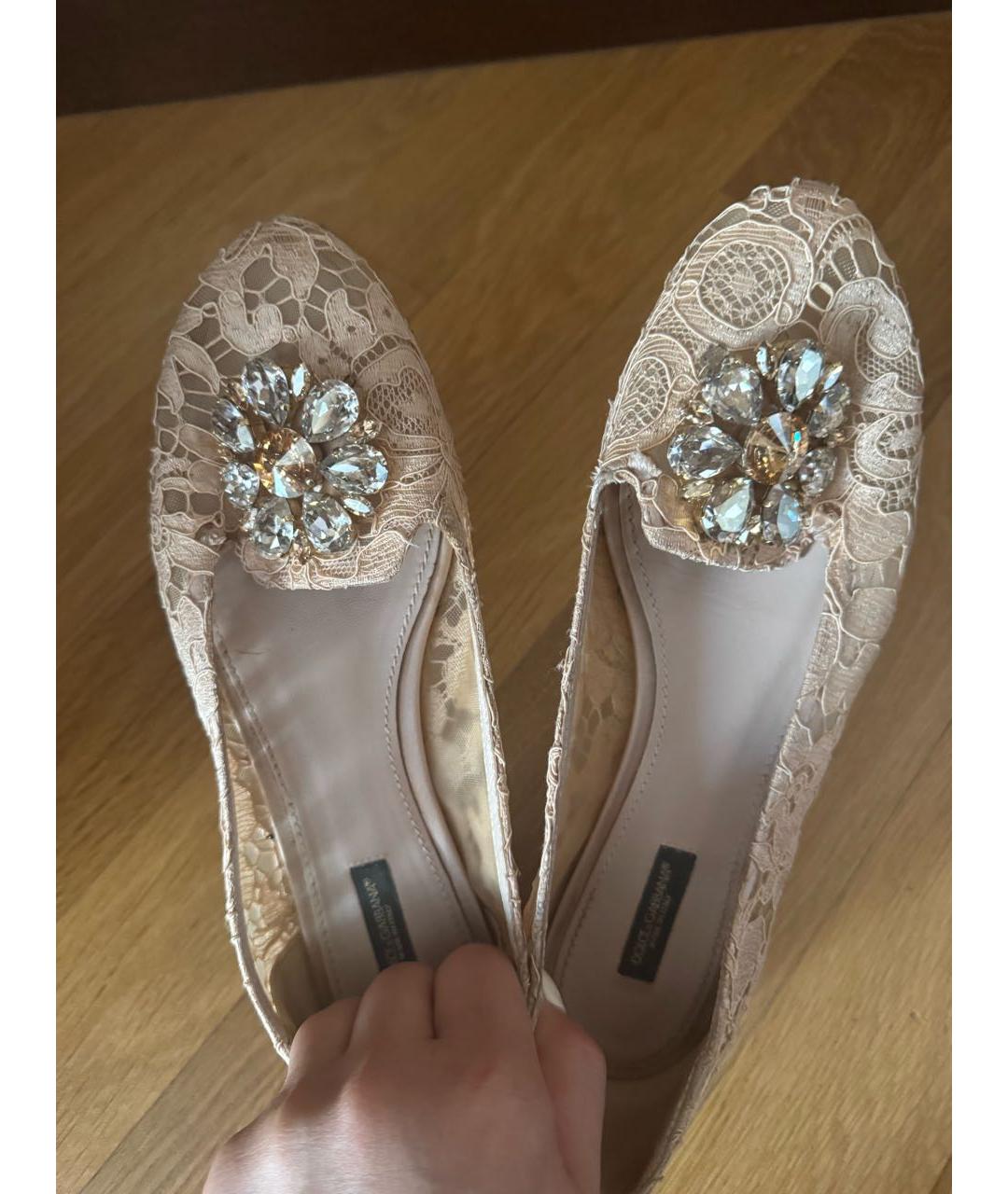 DOLCE&GABBANA Бежевые текстильные балетки, фото 6