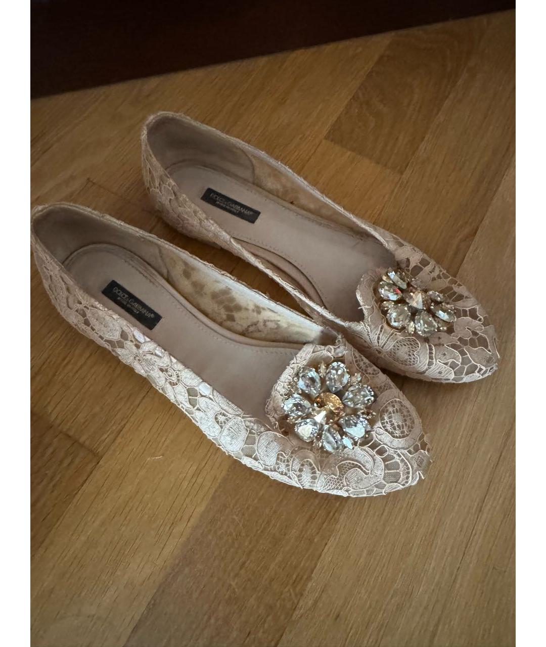 DOLCE&GABBANA Бежевые текстильные балетки, фото 3