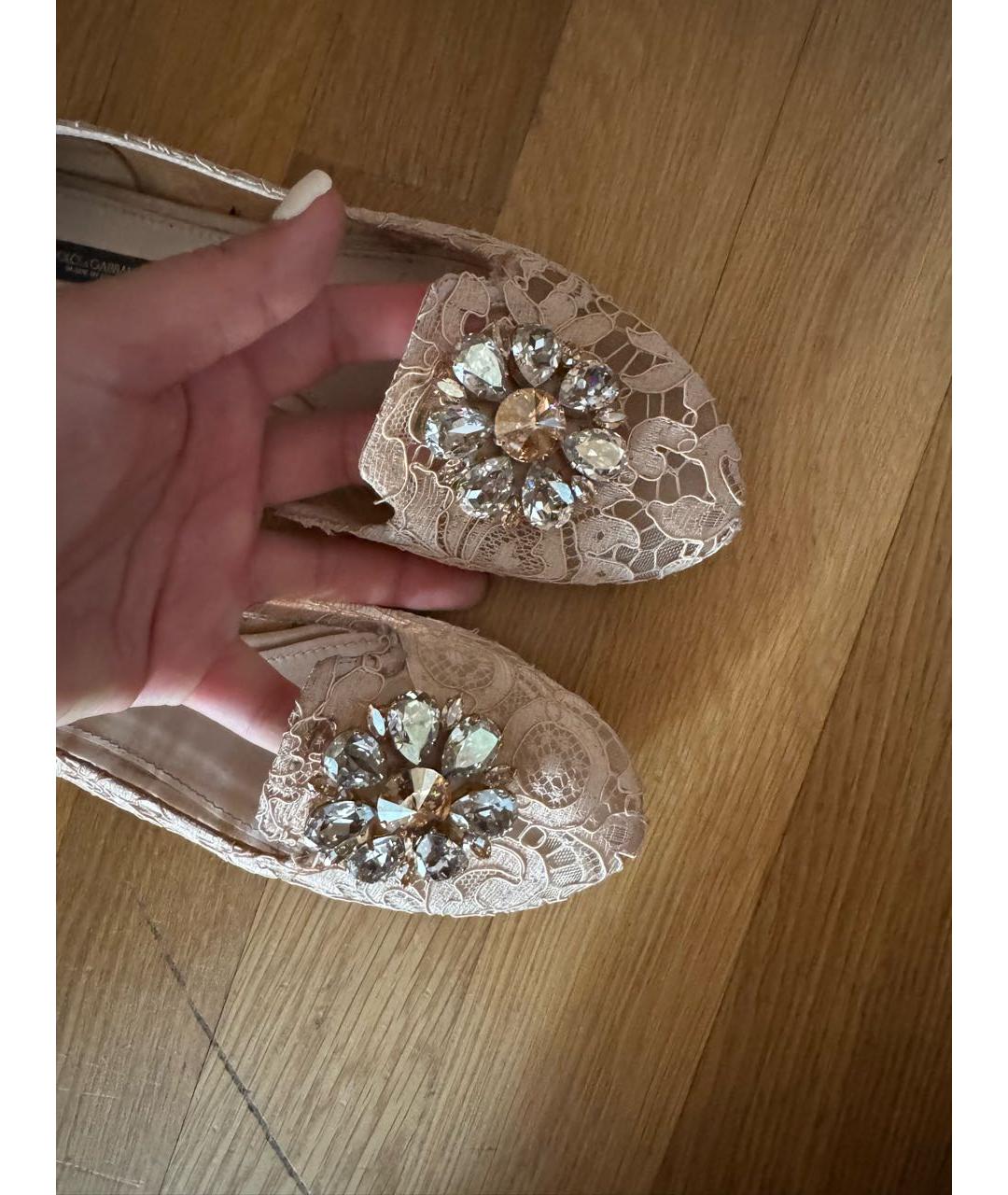 DOLCE&GABBANA Бежевые текстильные балетки, фото 8