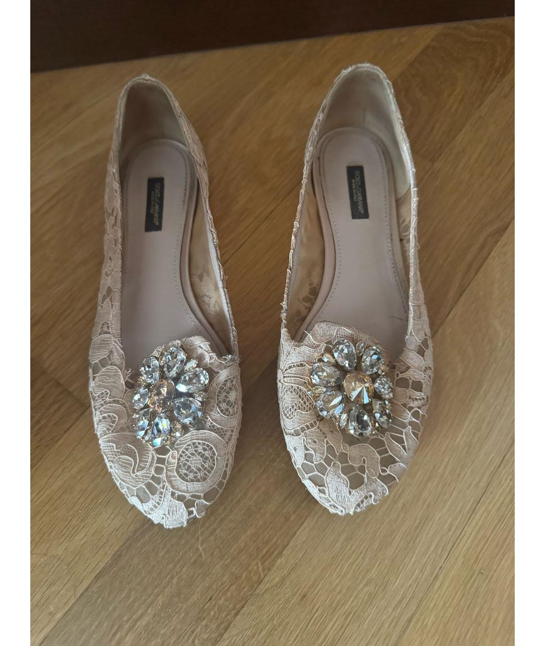 DOLCE&GABBANA Бежевые текстильные балетки, фото 2