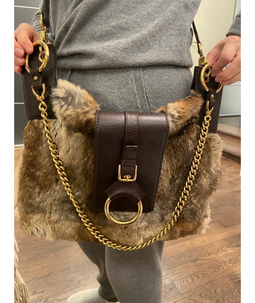 DOLCE&GABBANA Коричневая кожаная сумка тоут, фото 5