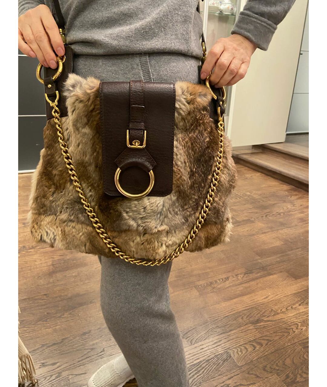 DOLCE&GABBANA Коричневая кожаная сумка тоут, фото 2