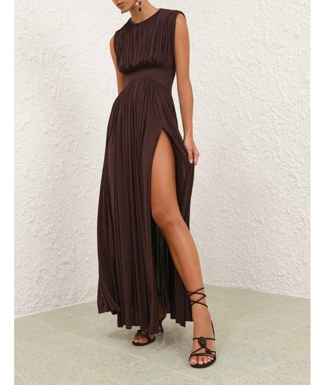 ZIMMERMANN Коричневое вискозное вечернее платье, фото 6