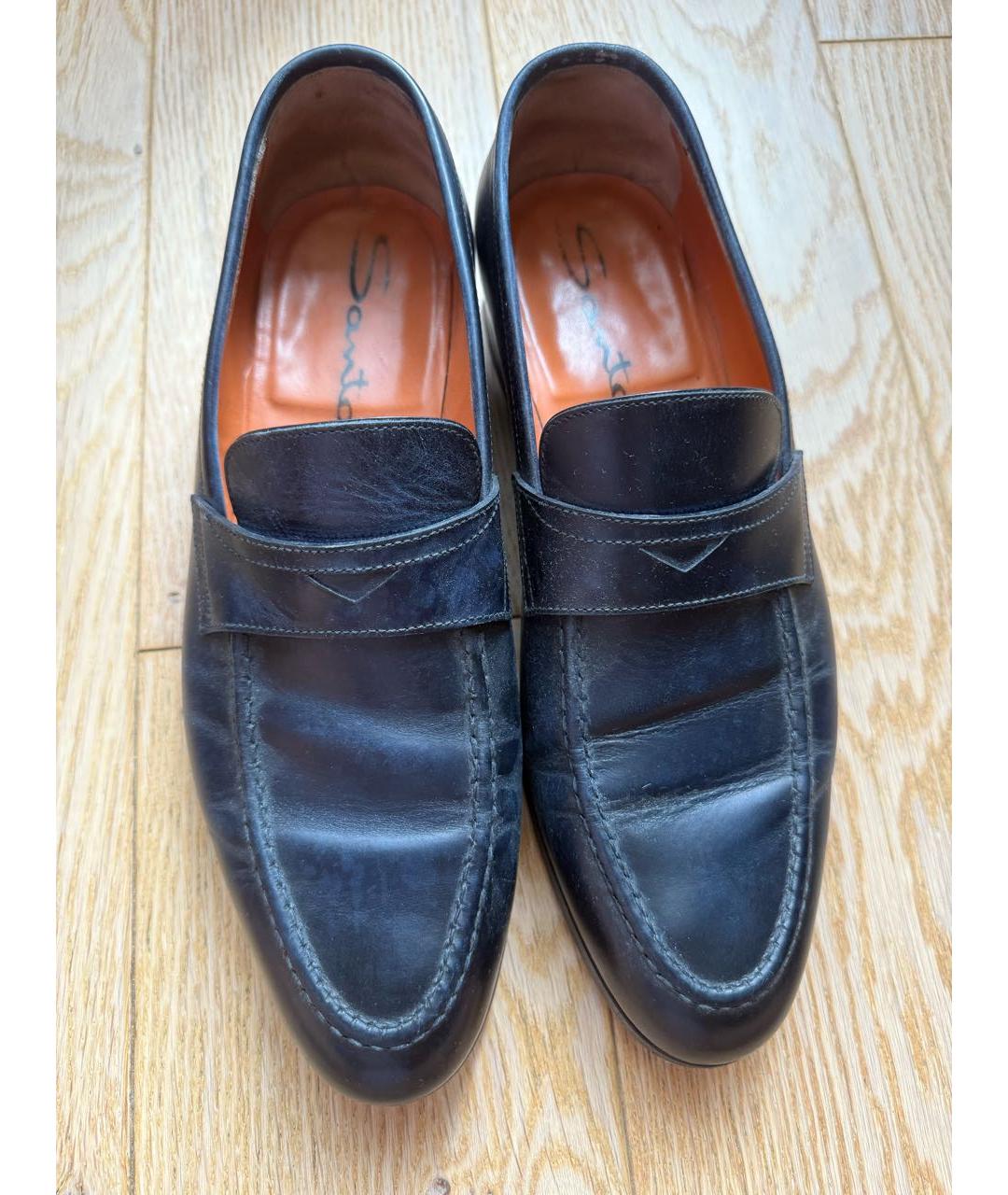 SANTONI Темно-синие кожаные лоферы, фото 2