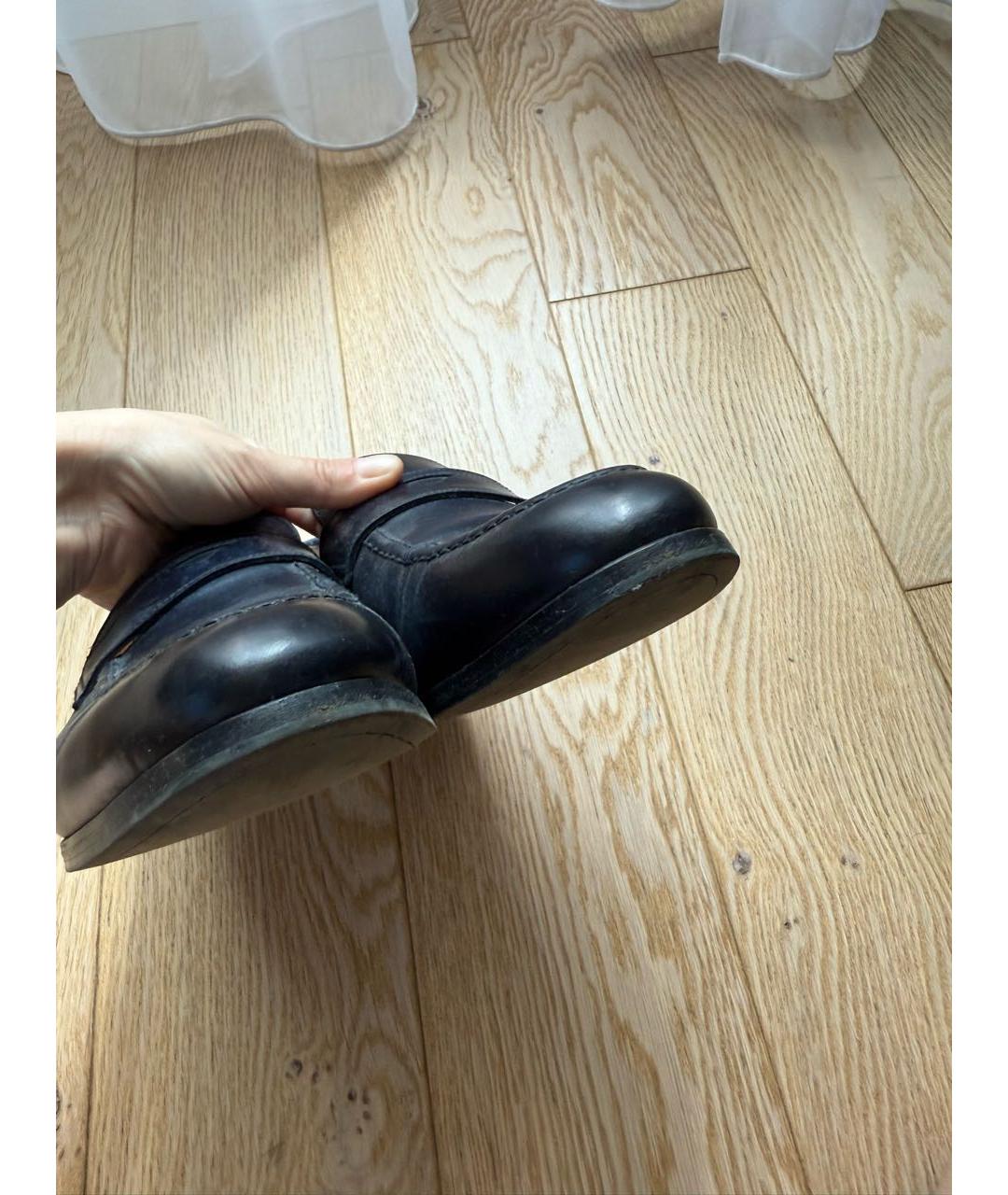 SANTONI Темно-синие кожаные лоферы, фото 4