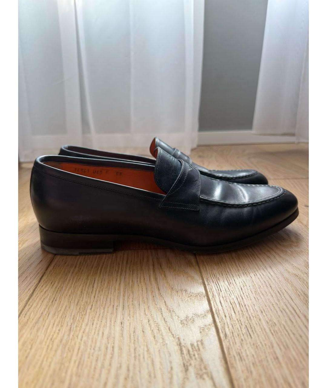 SANTONI Темно-синие кожаные лоферы, фото 9