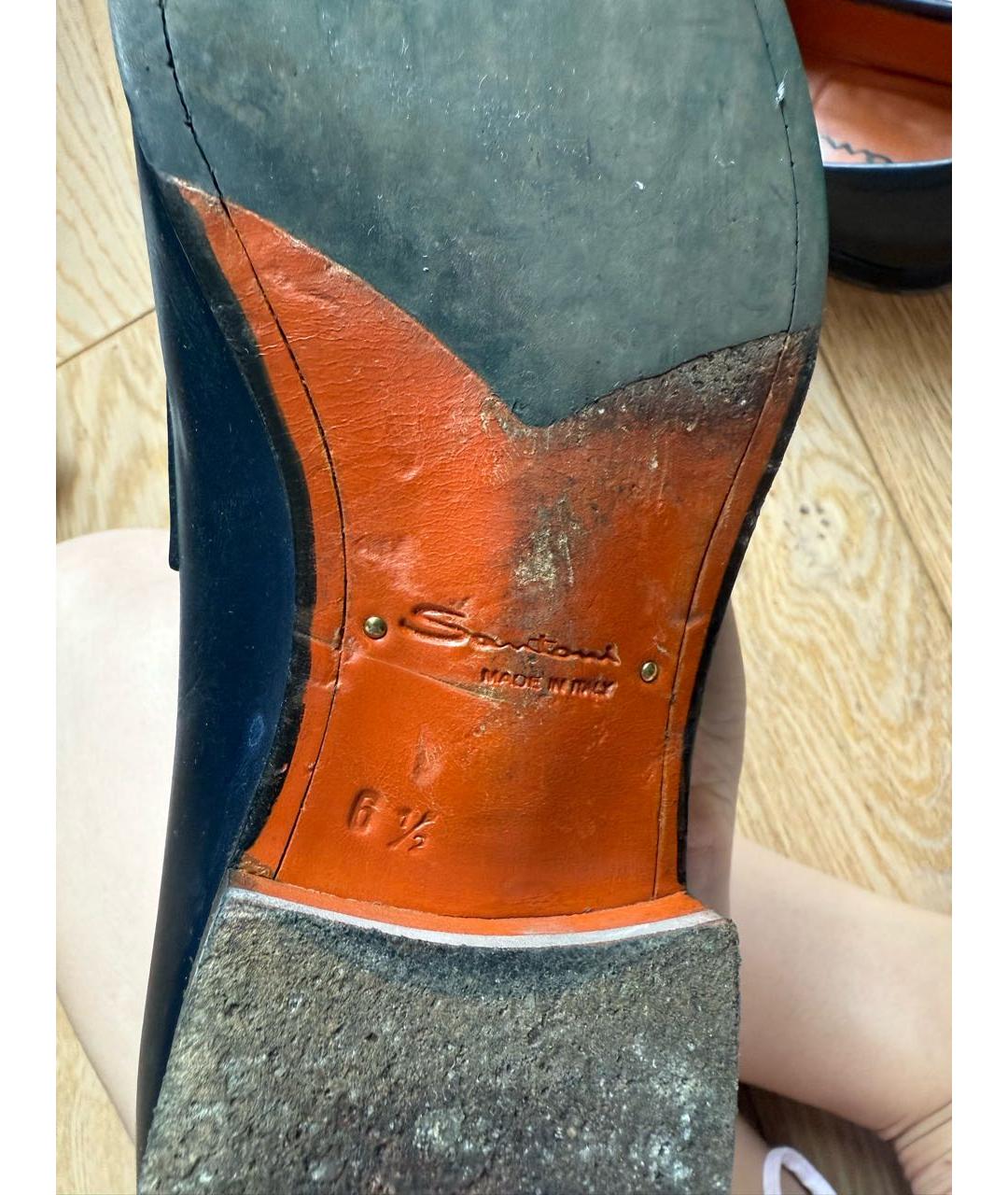 SANTONI Темно-синие кожаные лоферы, фото 7