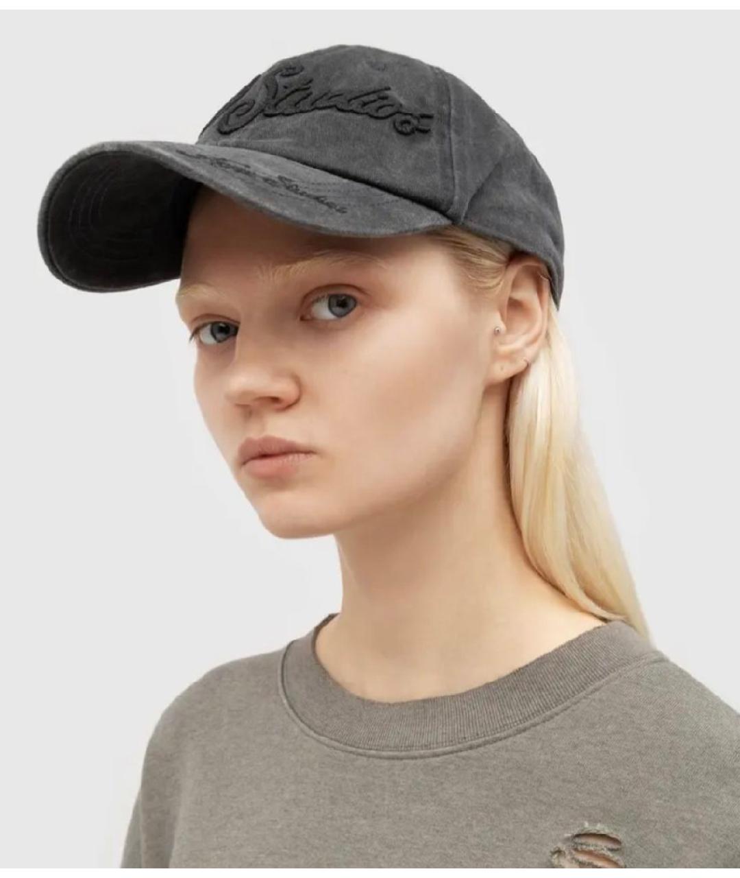 ACNE STUDIOS Антрацитовая хлопковая кепка, фото 4
