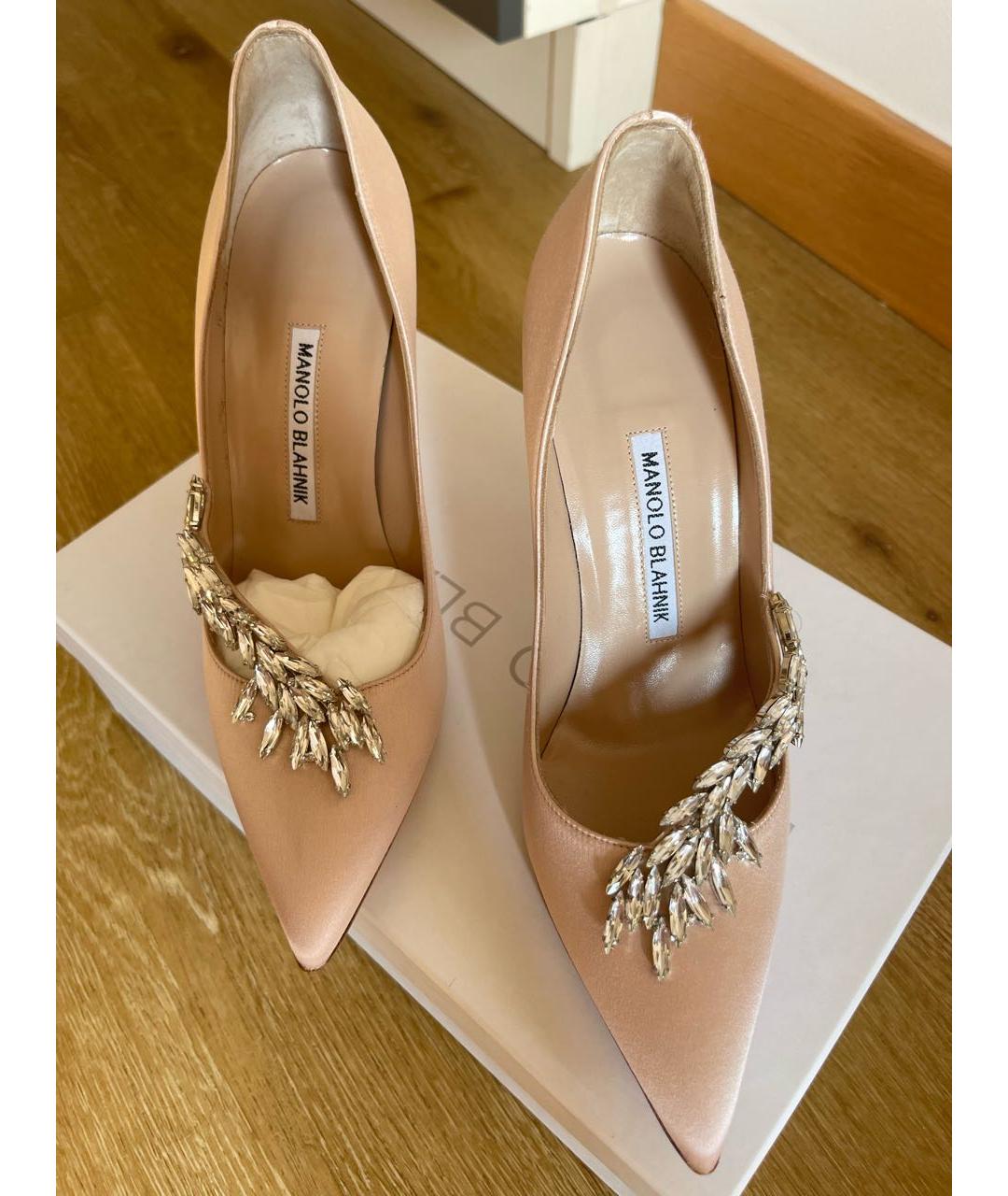 MANOLO BLAHNIK Бежевые текстильные туфли, фото 3