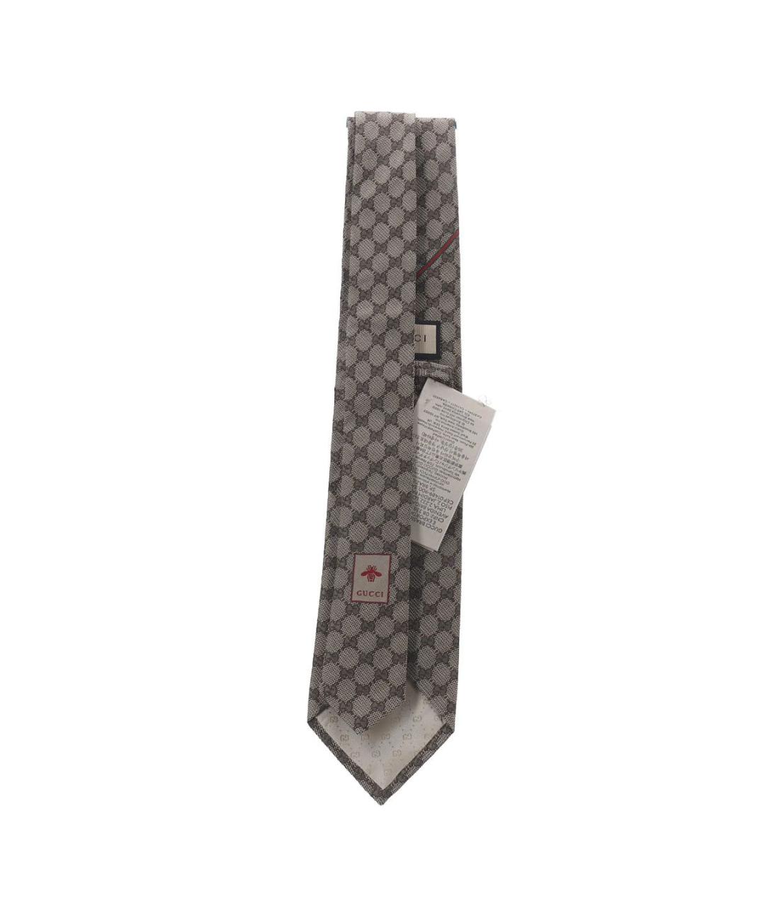 GUCCI Бежевый шелковый галстук, фото 6