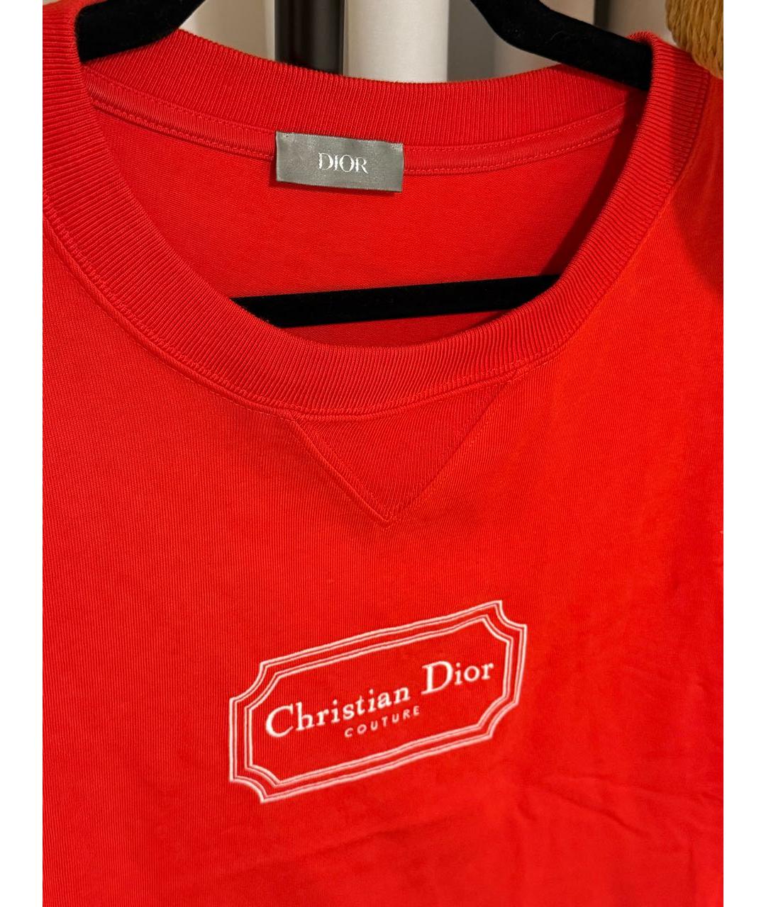 CHRISTIAN DIOR Красная хлопковая футболка, фото 2