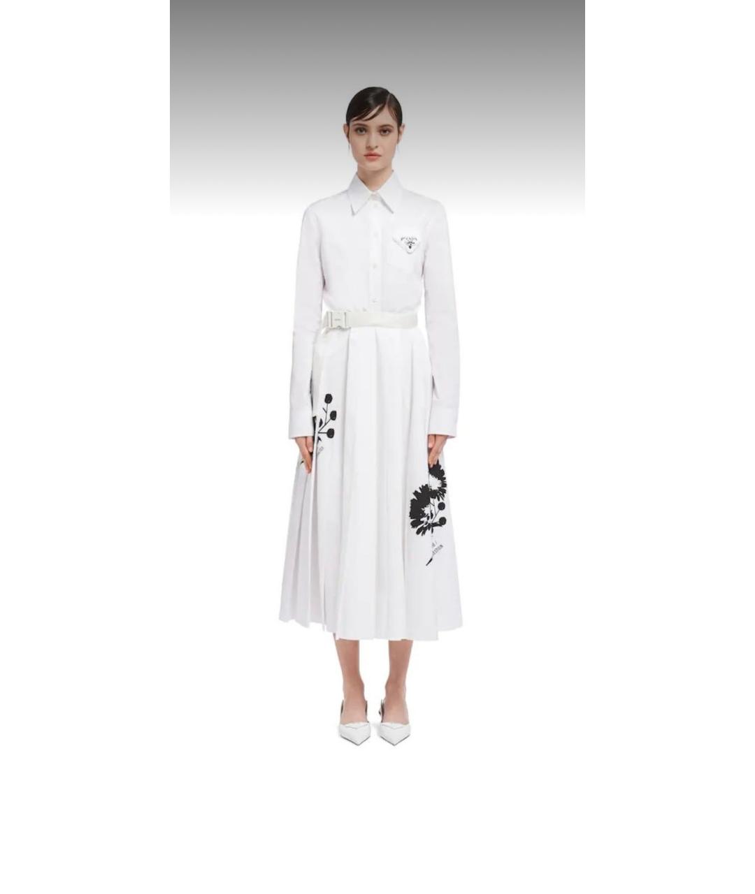 PRADA Белое хлопковое повседневное платье, фото 2