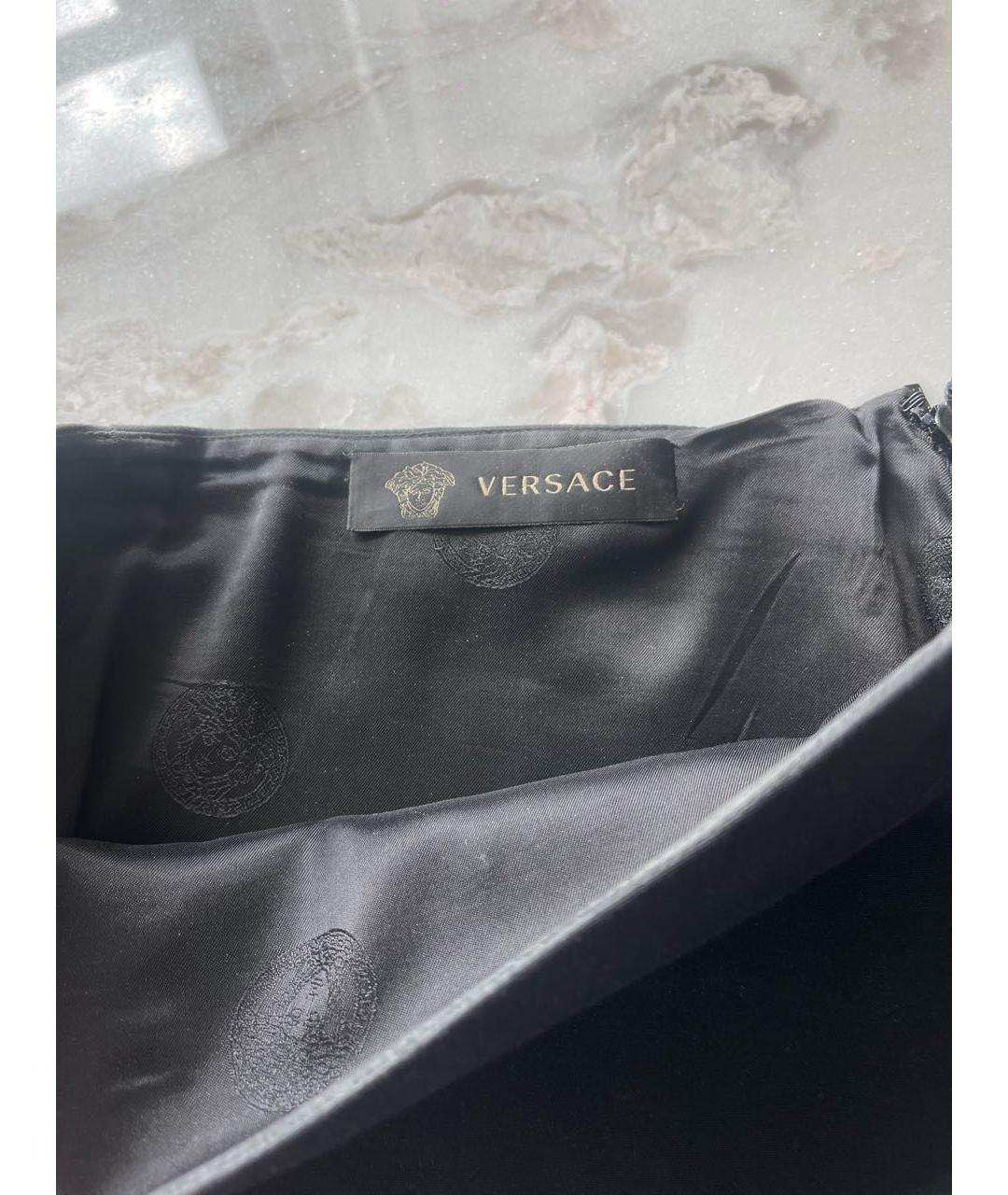 VERSACE Черная хлопковая юбка мини, фото 3