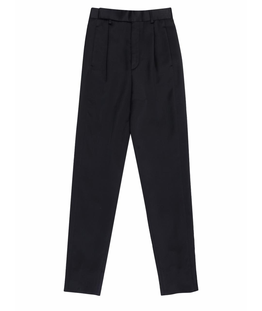 SAINT LAURENT Черные вискозные прямые брюки, фото 1
