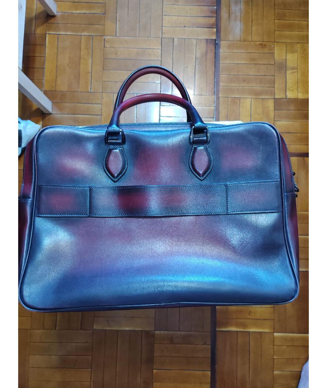 BERLUTI Бордовый кожаный портфель, фото 3