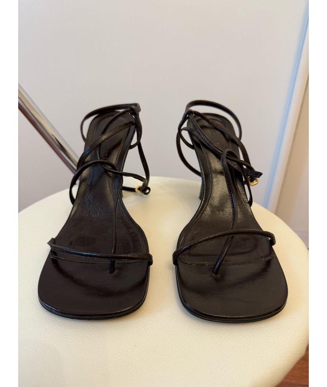 BOTTEGA VENETA Коричневые кожаные босоножки, фото 2