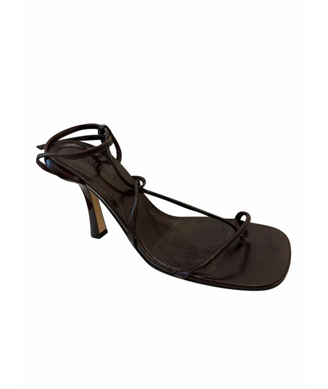 BOTTEGA VENETA Коричневые кожаные босоножки, фото 1