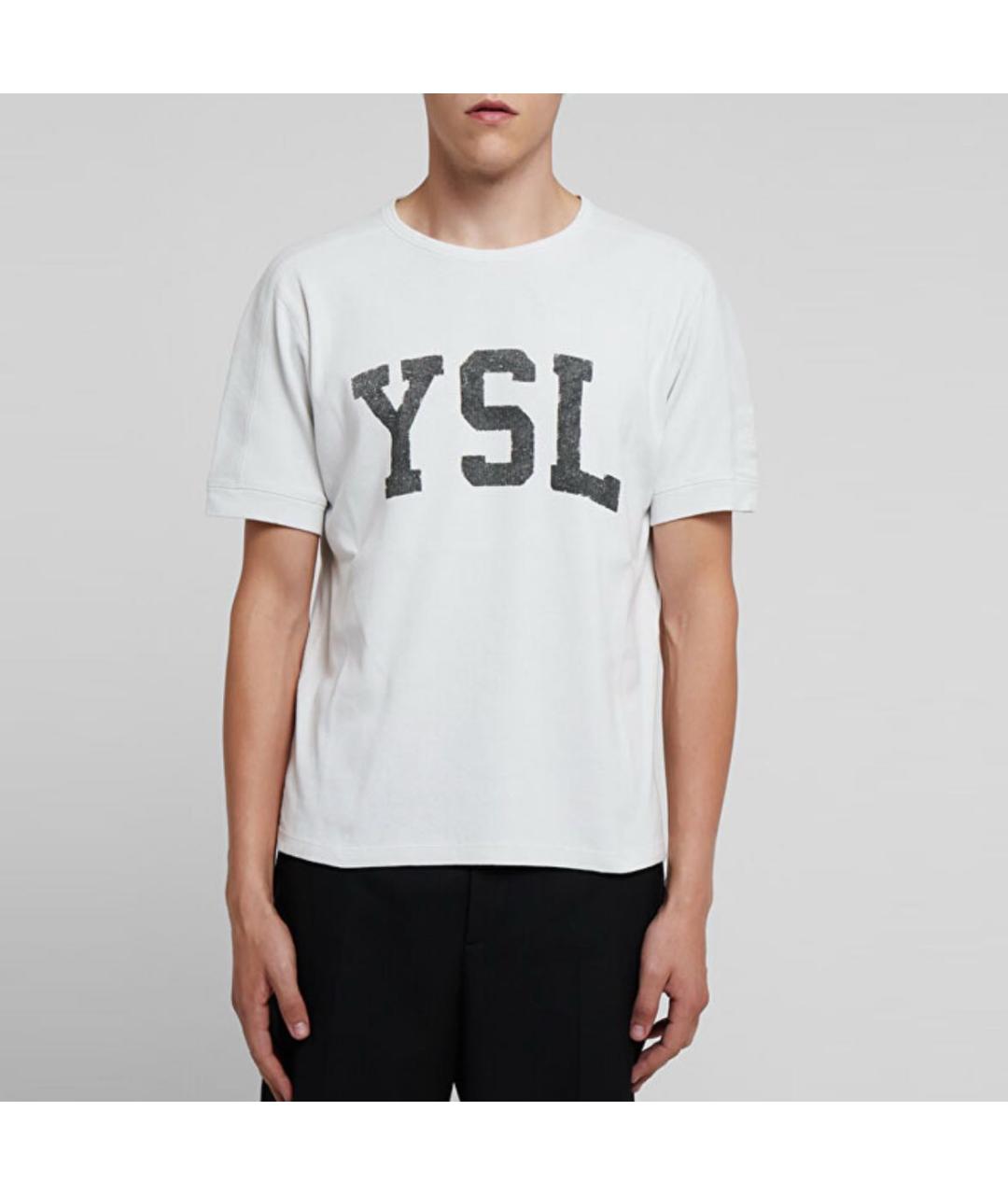 SAINT LAURENT Белая хлопковая футболка, фото 2