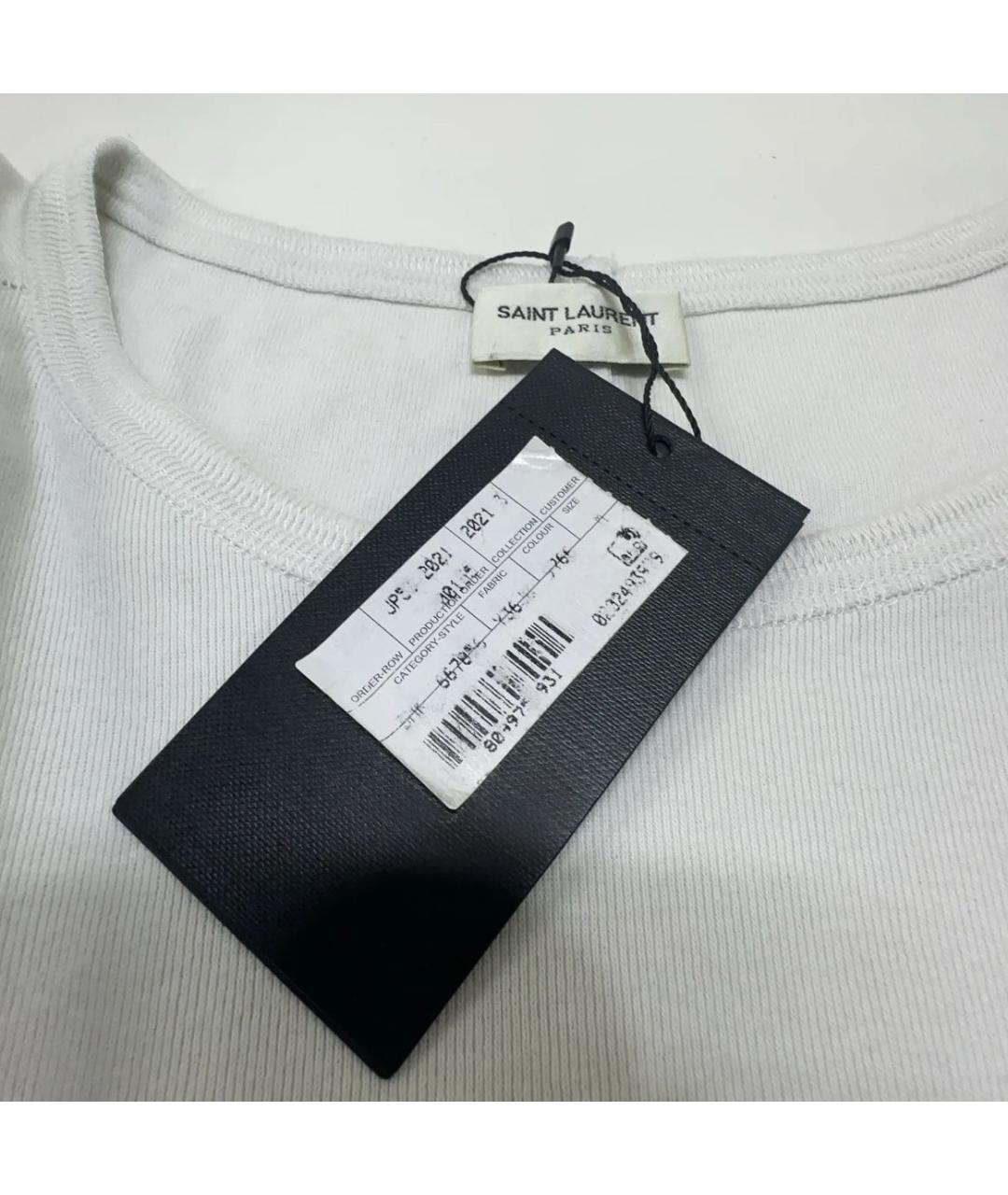 SAINT LAURENT Белая хлопковая футболка, фото 4