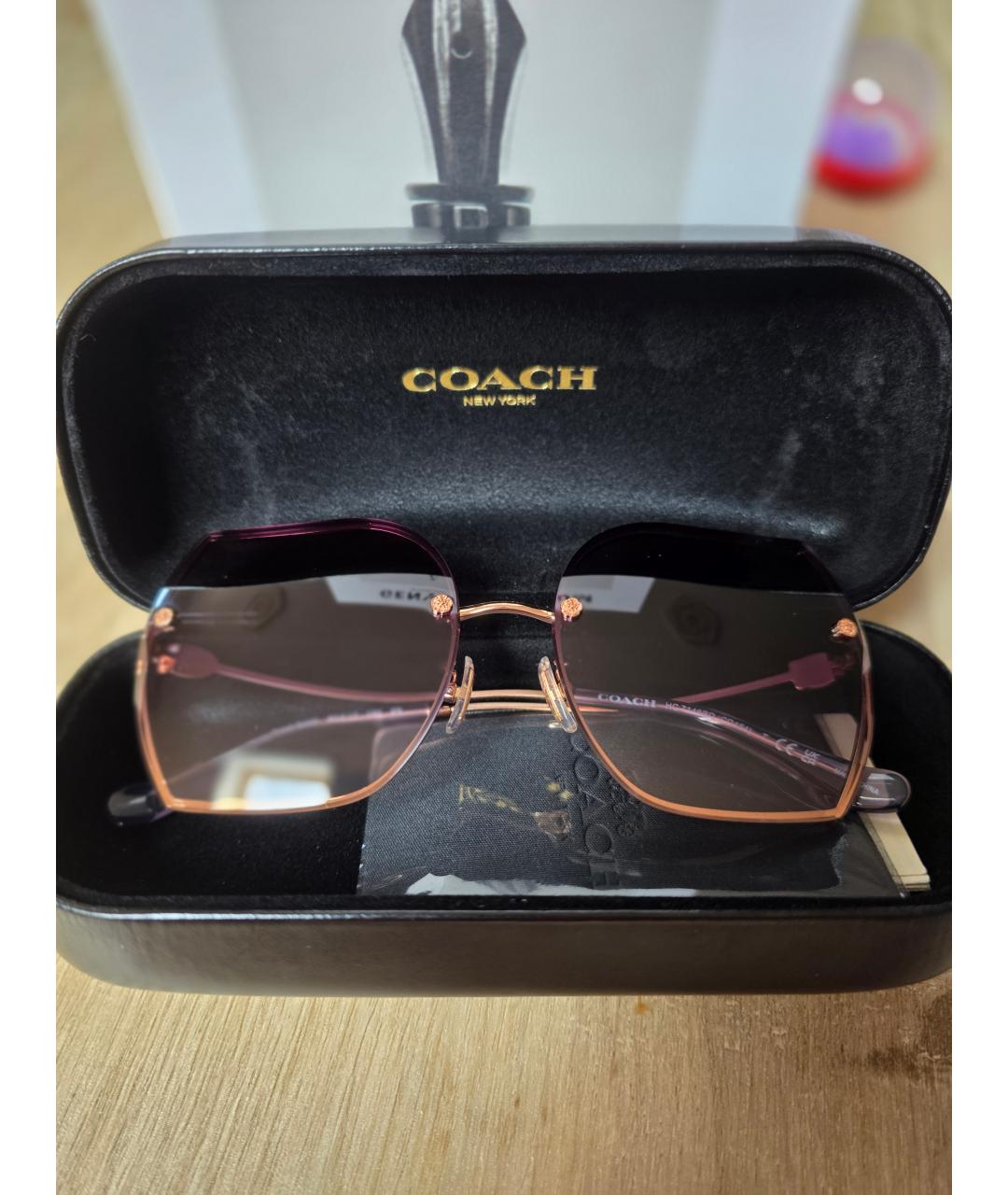 COACH Фиолетовые металлические солнцезащитные очки, фото 3