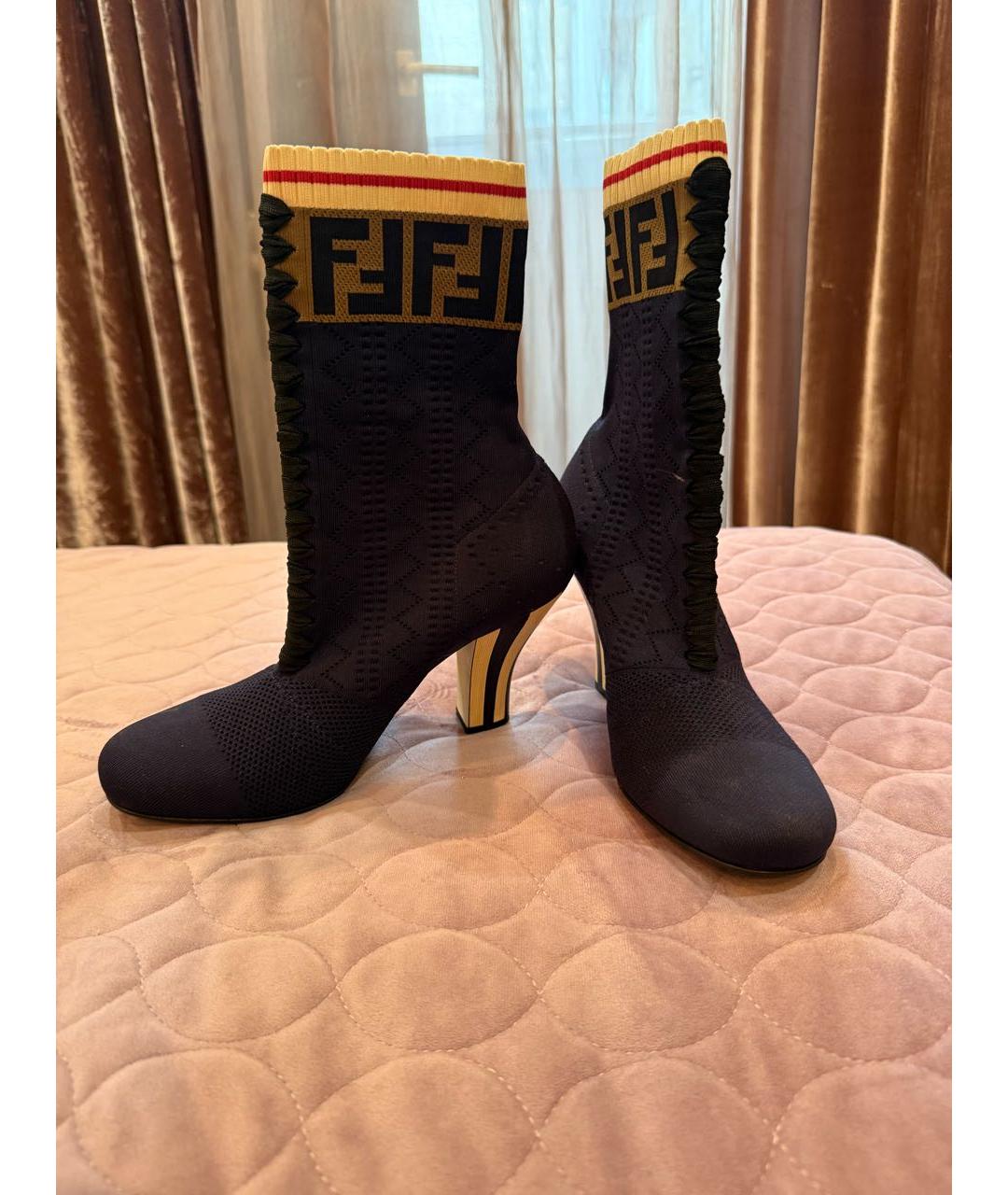 FENDI Темно-синие текстильные ботильоны, фото 2