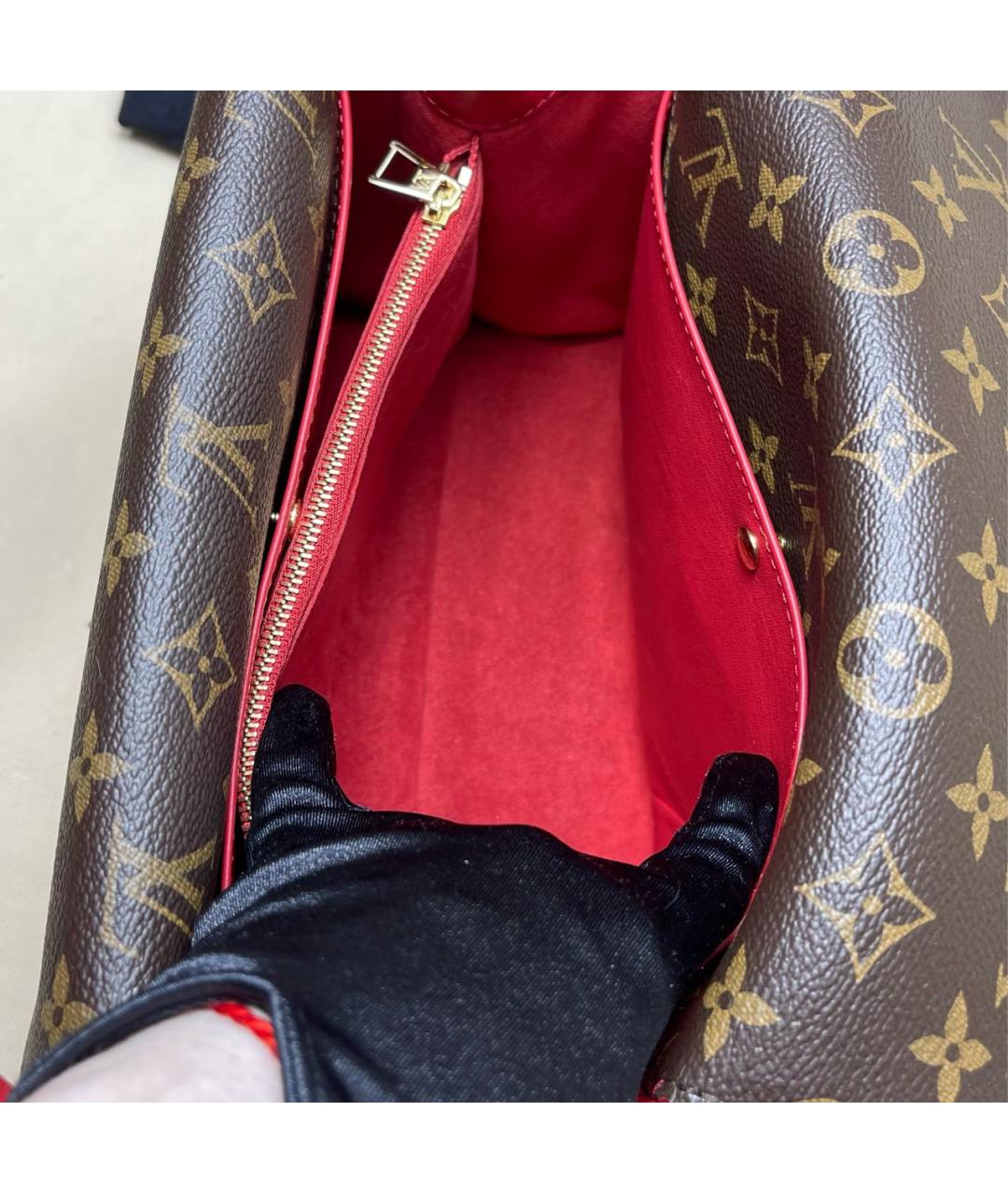 LOUIS VUITTON Красная кожаная сумка с короткими ручками, фото 4