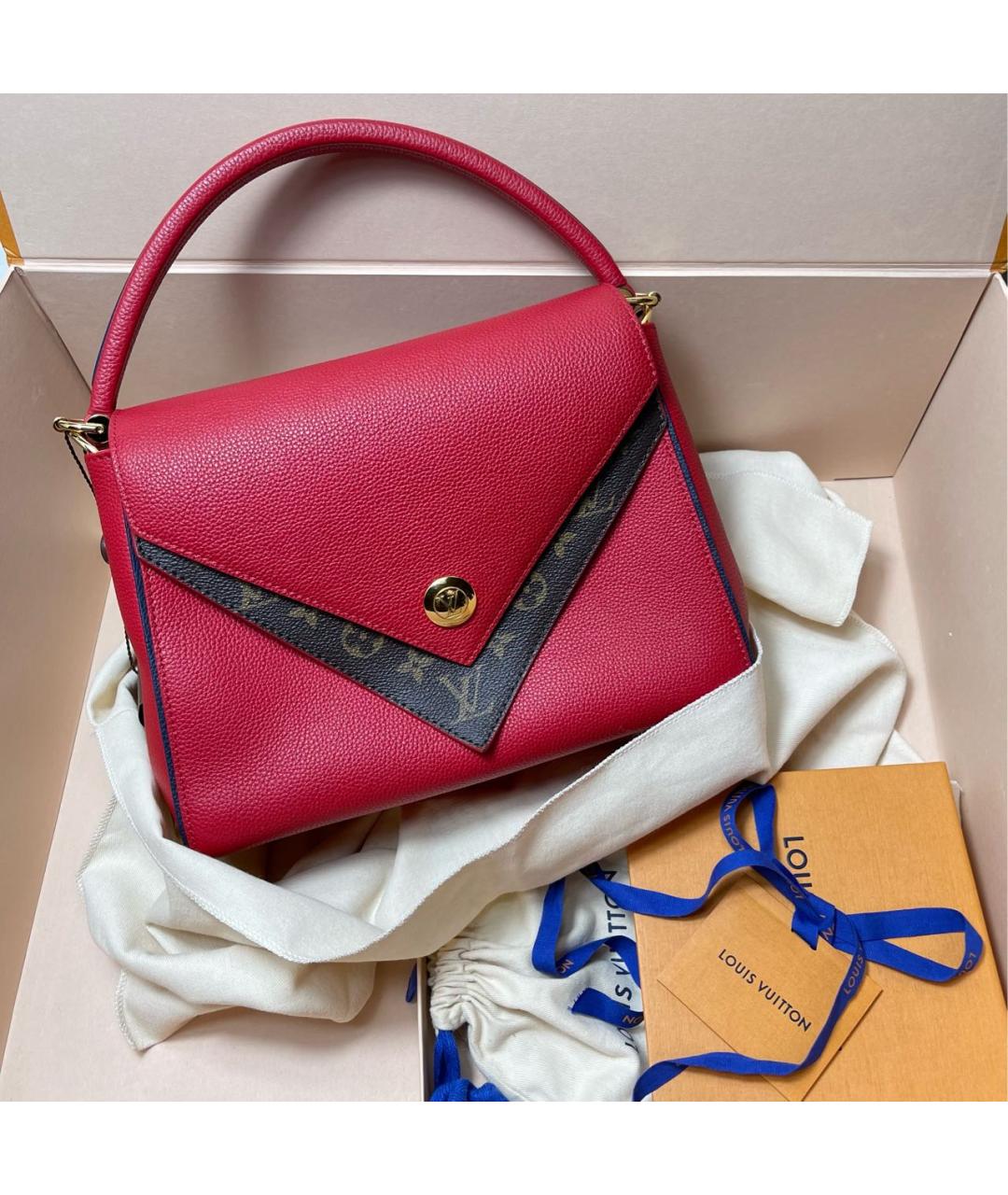 LOUIS VUITTON Красная кожаная сумка с короткими ручками, фото 7