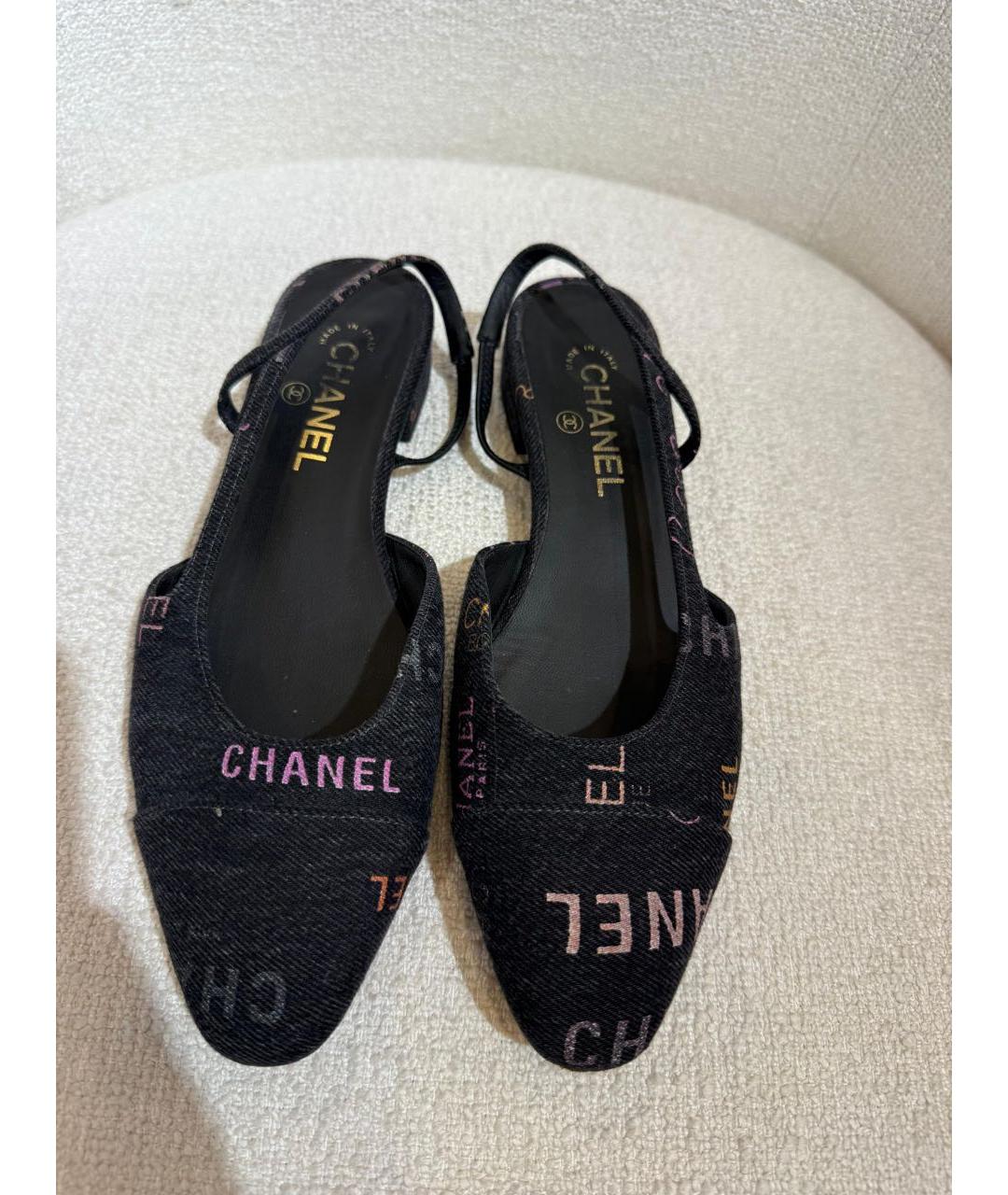CHANEL Антрацитовые текстильные туфли, фото 2