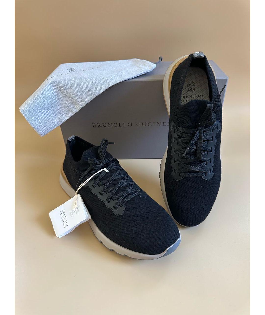 BRUNELLO CUCINELLI Черные текстильные низкие кроссовки / кеды, фото 5