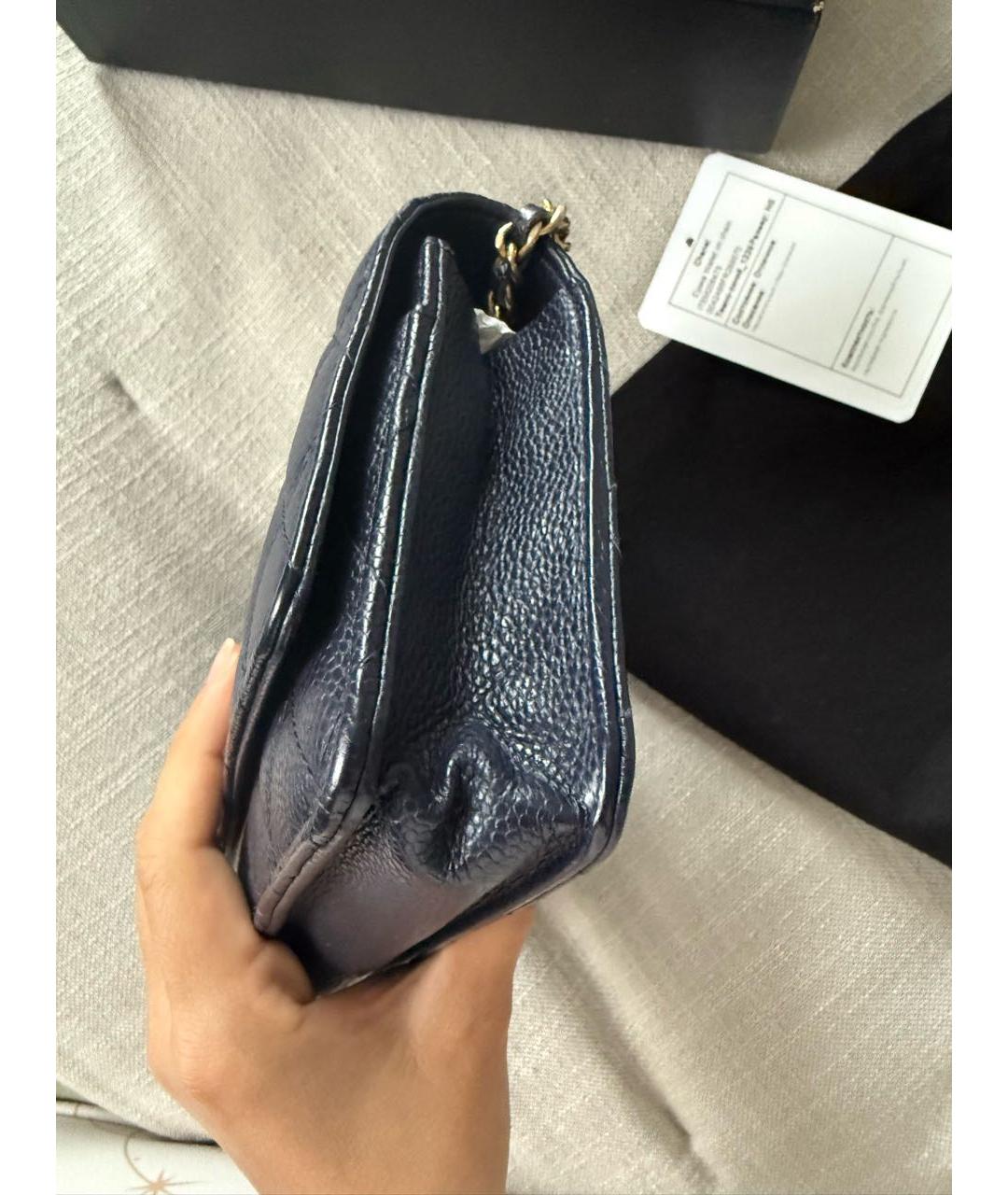 CHANEL Темно-синяя кожаная сумка через плечо, фото 8